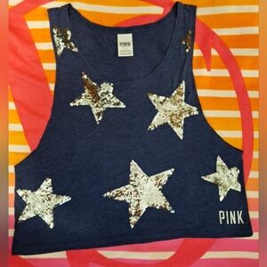 Vs pink muscle cropped tank top
